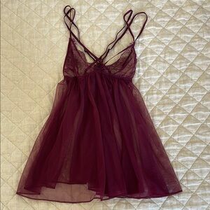 Elegant Burgundy Lace Chemise